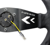 Picture of Deep Dish Reinforced Steering Wheel (350mm / 3" Deep) - Black Leather with Arrow-Cut 2-Spoke, Sgl Yellow CM