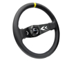 Picture of Deep Dish Reinforced Steering Wheel (350mm / 3" Deep) - Black Leather with Arrow-Cut 2-Spoke, Sgl Yellow CM