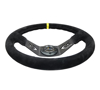 Picture of Deep Dish Reinforced Steering Wheel (350mm / 3" Deep) - Black Suede with Arrow Cut 2-Spoke, Yellow Mark