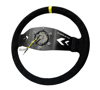 Picture of Deep Dish Reinforced Steering Wheel (350mm / 3" Deep) - Black Suede with Arrow Cut 2-Spoke, Yellow Mark