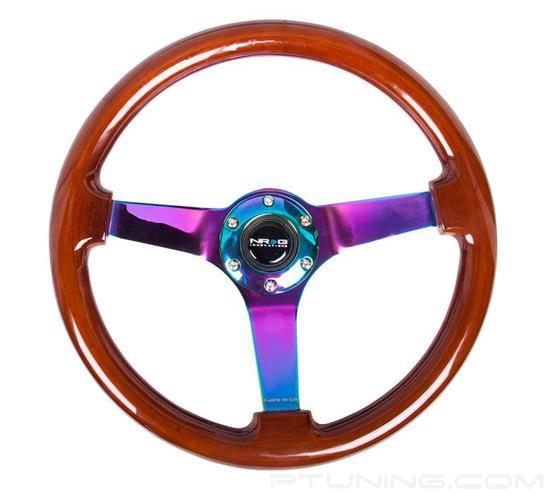 Picture of Deep Dish Reinforced Steering Wheel (350mm / 3" Deep) - Classic Dark Wood with 4mm Neochrome Solid 3-Spoke