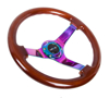 Picture of Deep Dish Reinforced Steering Wheel (350mm / 3" Deep) - Classic Dark Wood with 4mm Neochrome Solid 3-Spoke