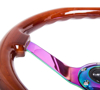 Picture of Deep Dish Reinforced Steering Wheel (350mm / 3" Deep) - Classic Dark Wood with 4mm Neochrome Solid 3-Spoke