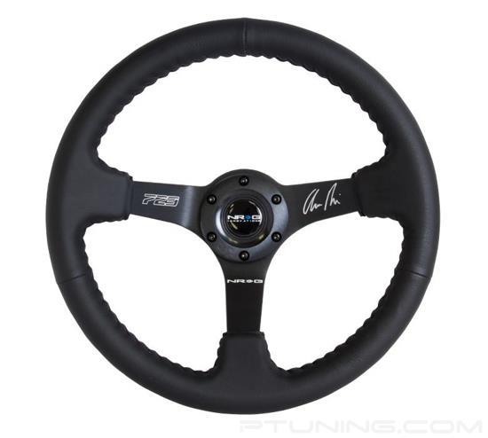 Picture of Deep Dish Reinforced Steering Wheel (350mm / 3" Deep) - Black Leather with Black Baseball Stitch (Odi Bakchis Edition)