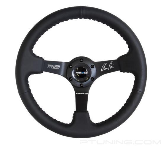 Picture of Deep Dish Reinforced Steering Wheel (350mm / 3" Deep) - Black Leather with Black Baseball Stitch (Odi Bakchis Edition)