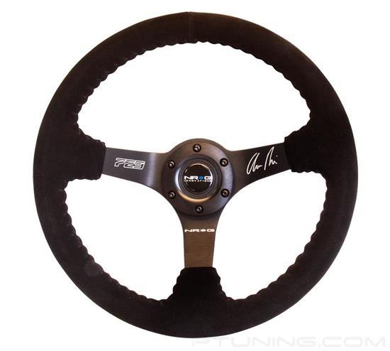 Picture of Deep Dish Reinforced Steering Wheel (350mm / 3" Deep) - Black Suede with Black Baseball Stitch (Odi Bakchis Edition)