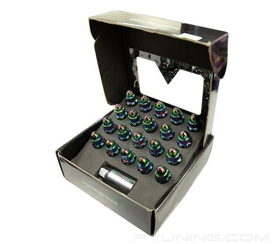 Picture of 500 Series Bullet Shape Steel Lug Nut Set M12-1.5 - Neochrome (21 Piece with Lock Key)