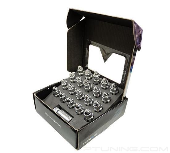 Picture of 500 Series Bullet Shape Steel Lug Nut Set M12-1.5 - Silver (21 Piece with Lock Key)