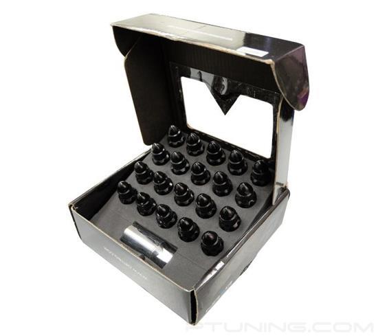 Picture of 500 Series Bullet Shape Steel Lug Nut Set M12-1.25 - Black (21 Piece with Lock Key)