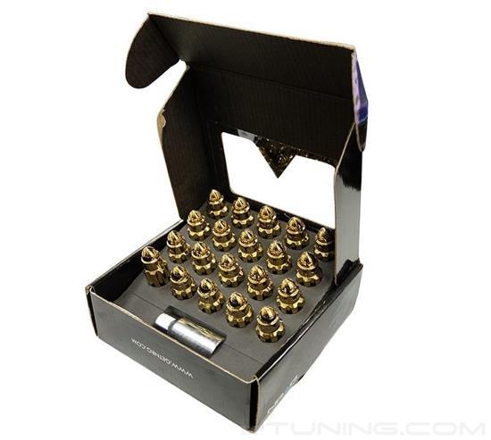 Picture of 500 Series Bullet Shape Steel Lug Nut Set M12-1.25 - Chrome Gold (21 Piece with Lock Key)