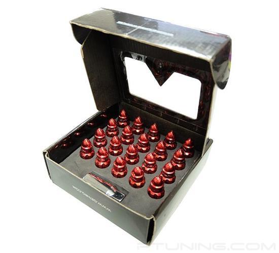 Picture of 500 Series Bullet Shape Steel Lug Nut Set M12-1.25 - Red (21 Piece with Lock Key)