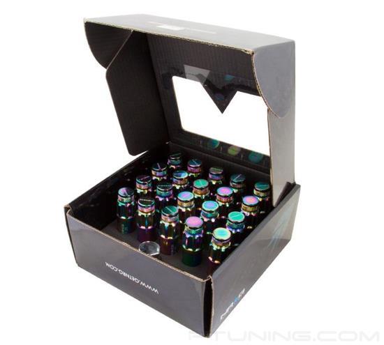 Picture of 700 Seris Steel Lug Nut Set with Dust Cap Cover M12-1.5 - Neochrome (21 Piece with Locks and Lock Socket)