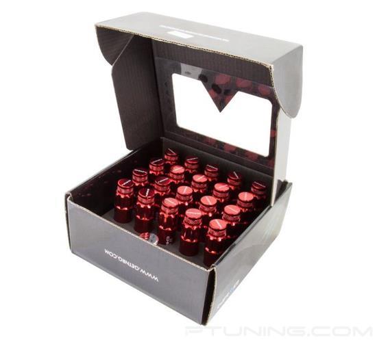 Picture of 700 Seris Steel Lug Nut Set with Dust Cap Cover M12-1.5 - Red (21 Piece with Locks and Lock Socket)