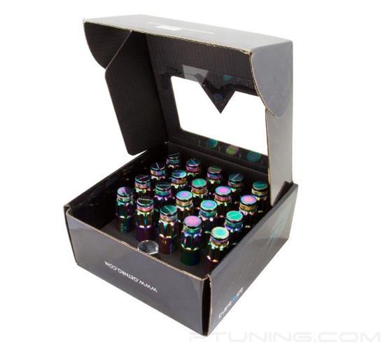 Picture of 700 Seris Steel Lug Nut Set with Dust Cap Cover M12-1.25 - Neochrome (21 Piece with Locks and Lock Socket)