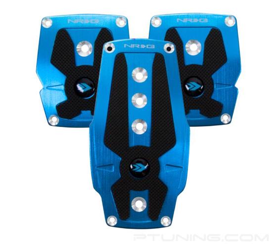 Picture of Brushed Aluminum Sport Pedal M/T - Blue/Black Rubber Inserts