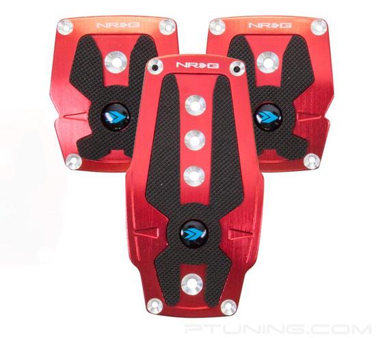 Picture of Brushed Aluminum Sport Pedal M/T - Red/Black Rubber Inserts