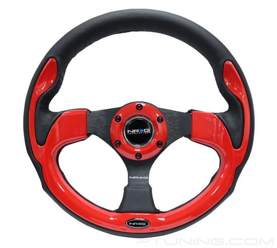 Picture of Pilota Series Reinforced Steering Wheel (320mm) - Black with Red Trim, 5mm 3-Spoke