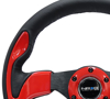 Picture of Pilota Series Reinforced Steering Wheel (320mm) - Black with Red Trim, 5mm 3-Spoke