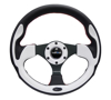 Picture of Pilota Series Reinforced Steering Wheel (320mm) - Black with White Trim, 4mm 3-Spoke