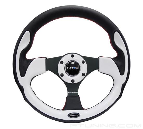 Picture of Pilota Series Reinforced Steering Wheel (320mm) - Black with White Trim, 4mm 3-Spoke