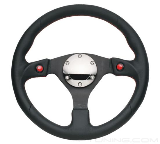 Picture of Two Button Series Reinforced Steering Wheel (320mm) - Black Leather with Dual Buttons