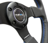 Picture of Race Series Reinforced Steering Wheel (320mm) - Black Leather with Blue Stitching