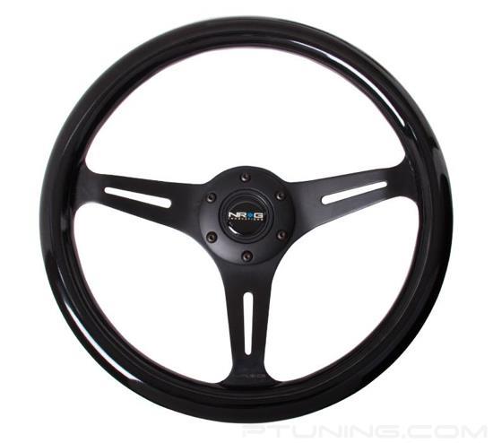 Picture of Classic Wood Grain Steering Wheel (350mm) - Black Paint Grip with Black 3-Spoke Center