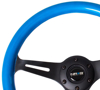 Picture of Classic Wood Grain Steering Wheel (350mm) - Blue Pearl / Flake Paint with Black 3-Spoke Center