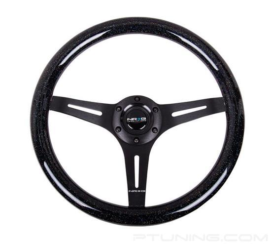 Picture of Classic Wood Grain Steering Wheel (350mm) - Black Sparkled Grip with Black 3-Spoke Center