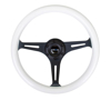 Picture of Classic Wood Grain Steering Wheel (350mm) - Glow-In-The-Dark Green Grip with Black 3-Spoke Center