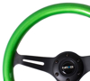 Picture of Classic Wood Grain Steering Wheel (350mm) - Green Pearl / Flake Paint with Black 3-Spoke Center