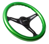 Picture of Classic Wood Grain Steering Wheel (350mm) - Green Pearl / Flake Paint with Black 3-Spoke Center