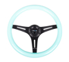 Picture of Classic Wood Grain Steering Wheel (350mm) - Minty Fresh Color Grip with Black 3-Spoke Center