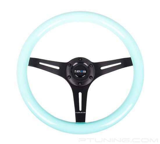 Picture of Classic Wood Grain Steering Wheel (350mm) - Minty Fresh Color Grip with Black 3-Spoke Center