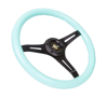 Picture of Classic Wood Grain Steering Wheel (350mm) - Minty Fresh Color Grip with Black 3-Spoke Center