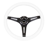 Picture of Classic Wood Grain Steering Wheel (350mm) - White Paint Grip with Black 3-Spoke Center