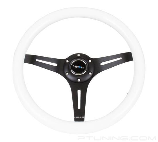 Picture of Classic Wood Grain Steering Wheel (350mm) - White Paint Grip with Black 3-Spoke Center