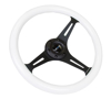 Picture of Classic Wood Grain Steering Wheel (350mm) - White Paint Grip with Black 3-Spoke Center