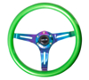 Picture of Classic Wood Grain Steering Wheel (350mm) - Green Pearl / Flake Paint with Neochrome 3-Spoke Center