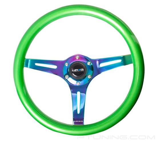 Picture of Classic Wood Grain Steering Wheel (350mm) - Green Pearl / Flake Paint with Neochrome 3-Spoke Center