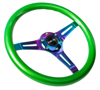 Picture of Classic Wood Grain Steering Wheel (350mm) - Green Pearl / Flake Paint with Neochrome 3-Spoke Center