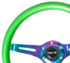 Picture of Classic Wood Grain Steering Wheel (350mm) - Green Pearl / Flake Paint with Neochrome 3-Spoke Center