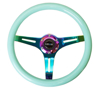 Picture of Classic Wood Grain Steering Wheel (350mm) - Minty Fresh Color with Neochrome 3-Spoke Center