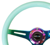 Picture of Classic Wood Grain Steering Wheel (350mm) - Minty Fresh Color with Neochrome 3-Spoke Center