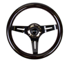 Picture of Classic Wood Grain Steering Wheel (310mm) - Black with Black Chrome 3-Spoke Center