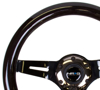 Picture of Classic Wood Grain Steering Wheel (310mm) - Black with Black Chrome 3-Spoke Center