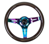 Picture of Classic Wood Grain Steering Wheel (310mm) - Black with Neochrome 3-Spoke Center