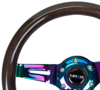 Picture of Classic Wood Grain Steering Wheel (310mm) - Black with Neochrome 3-Spoke Center