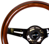 Picture of Classic Wood Grain Steering Wheel (310mm) - Dark Wood, Black Line Inlay with Black Chrome 3-Spoke Center