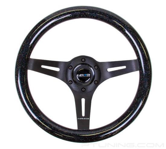 Picture of Classic Wood Grain Steering Wheel (310mm) - Black Sparkle with Black 3-Spoke Center